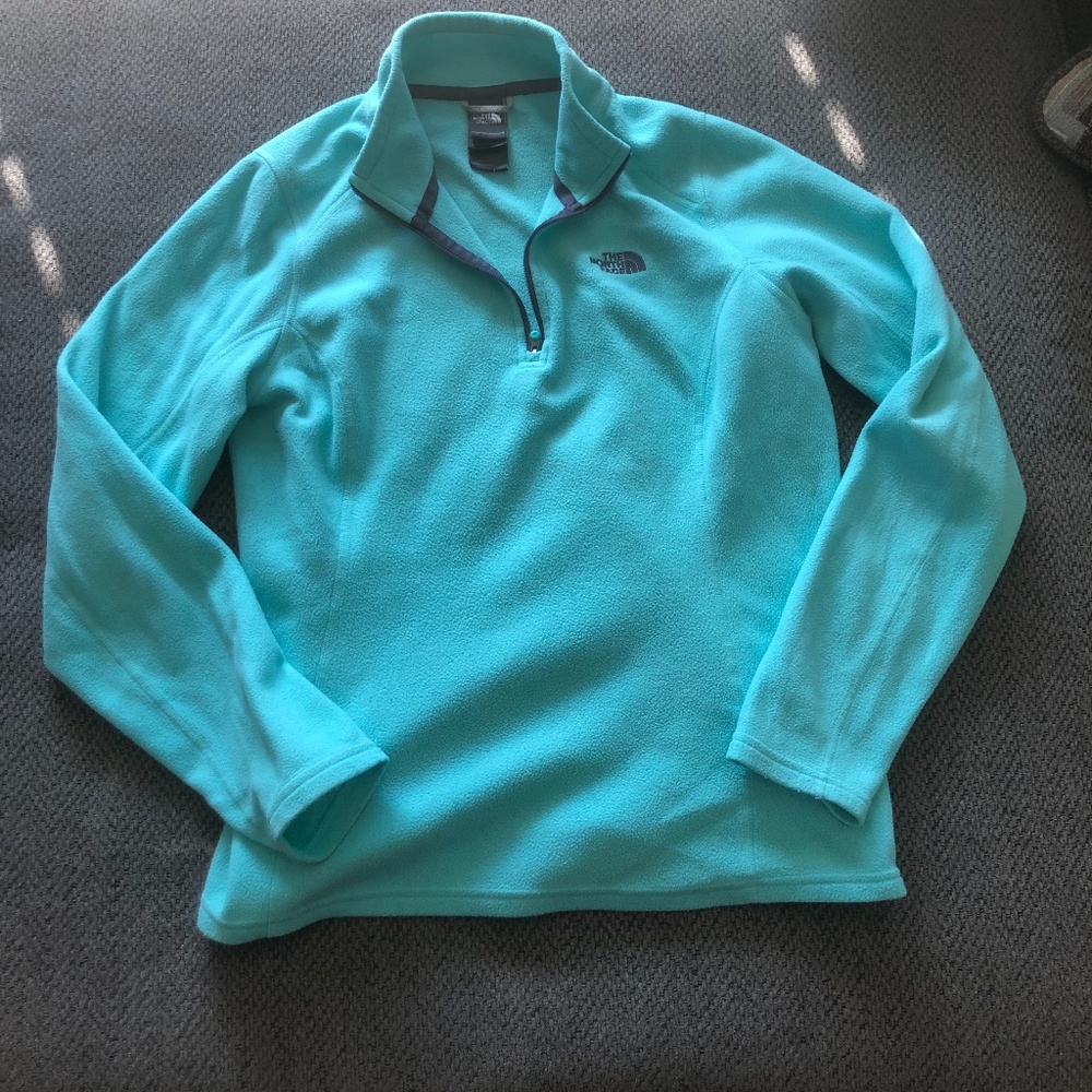 North Face Pull Over Tiffany Mint Medium Collard 1/4 Zip Sweater